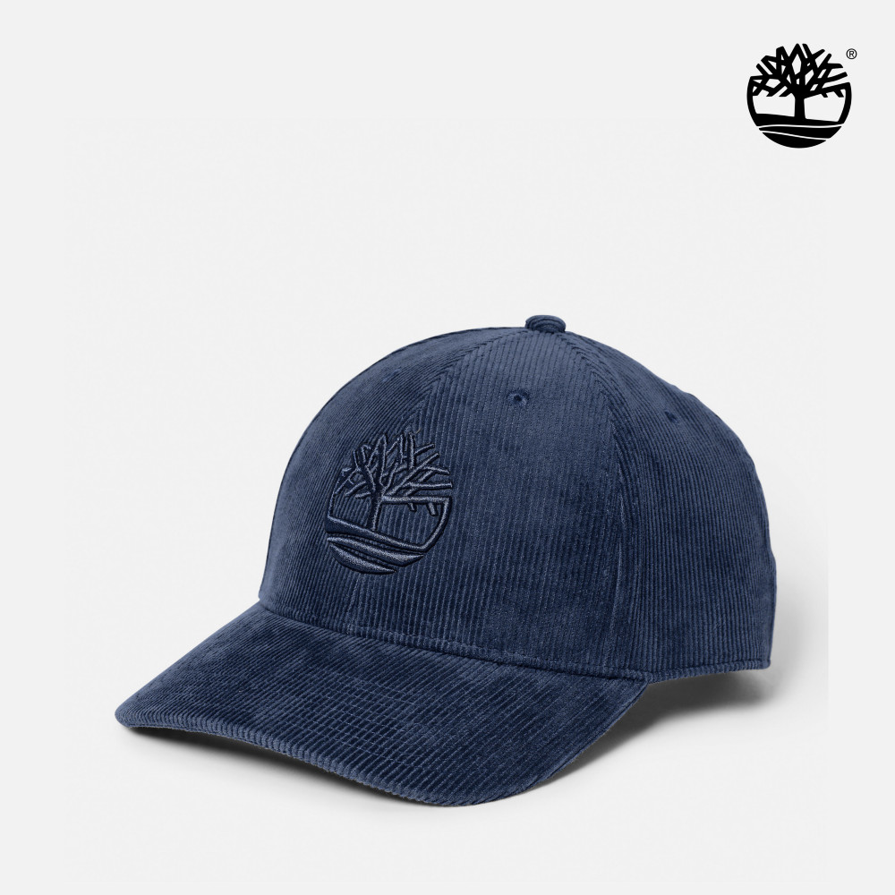 Timberland 中性深藍色燈芯絨LOGO棒球帽｜A65RJ451