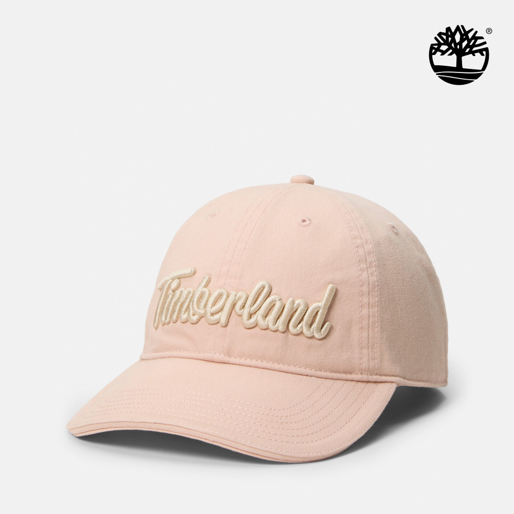 Timberland 男款淺粉色帆布刺繡標誌棒球帽｜A66BX662
