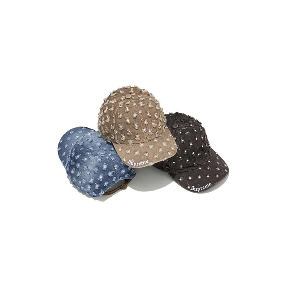 Supreme FW26 Week1 Hole Punch Rhinestone Denim 6-Panel 六分割帽