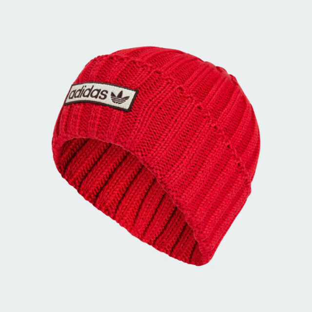 adidas 愛迪達 Adidas Beanie IY4620 毛帽 經典 休閒 三葉草 LOGO 舒適 保暖 紅