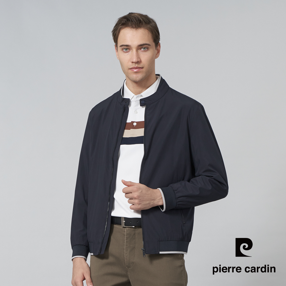 Pierre Cardin 皮爾卡登 男裝 都會休閒立領鋪棉夾克外套-深藍色 (5245701-38)