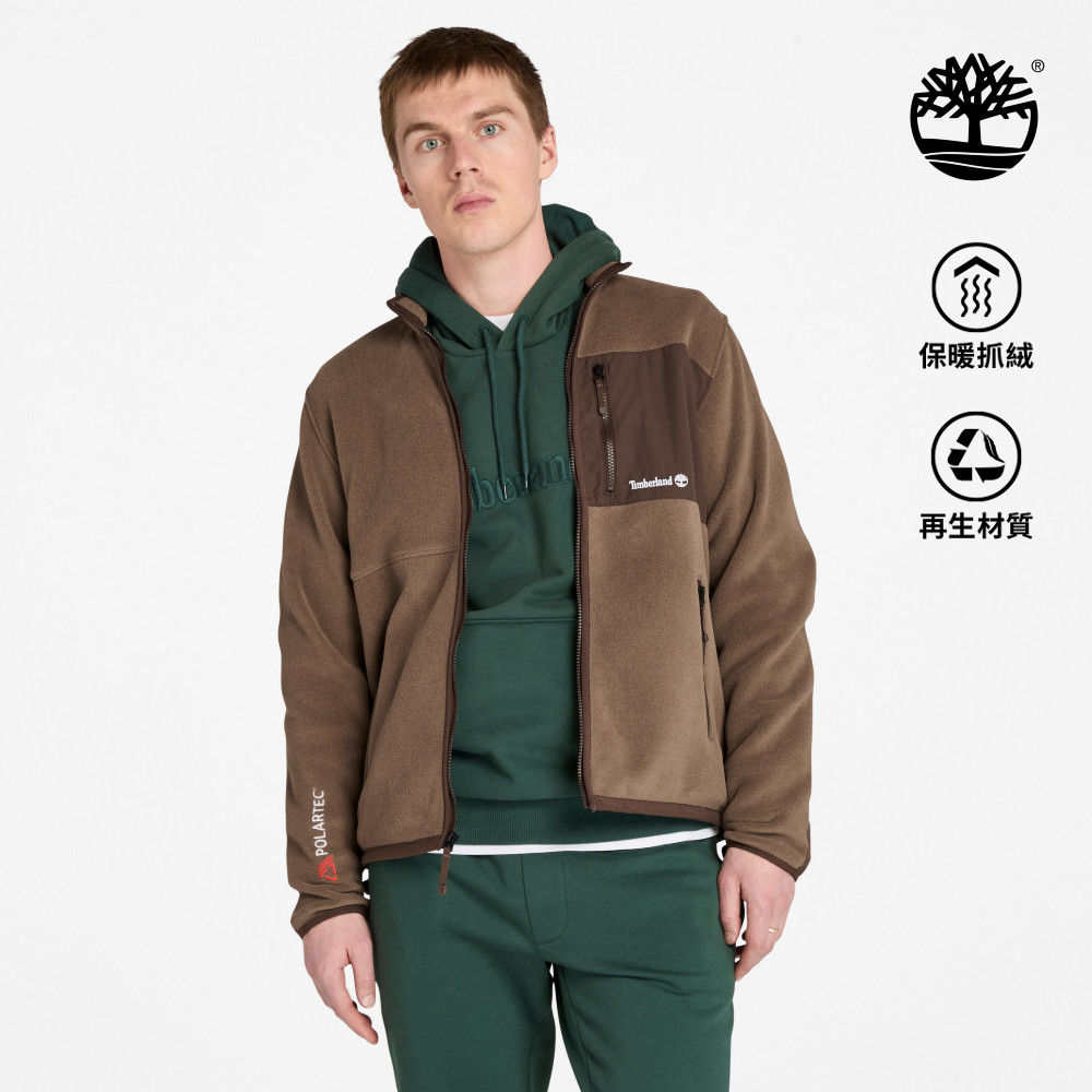 Timberland 男款咖啡色Polartec R輕盈抓絨保暖外套|A2M3HBK0