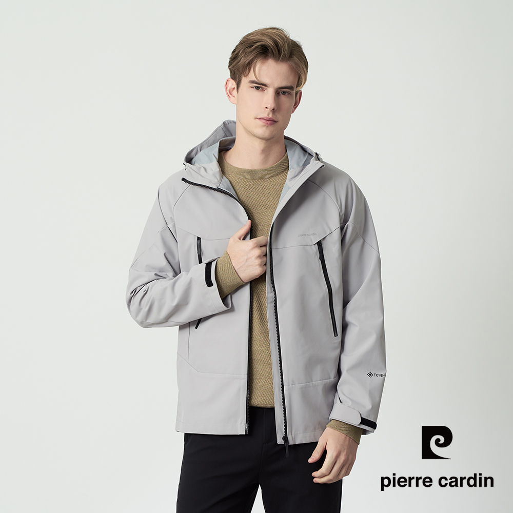 Pierre Cardin 皮爾卡登 男款 防水亮彩機能連帽外套-灰色 (5255693-92)