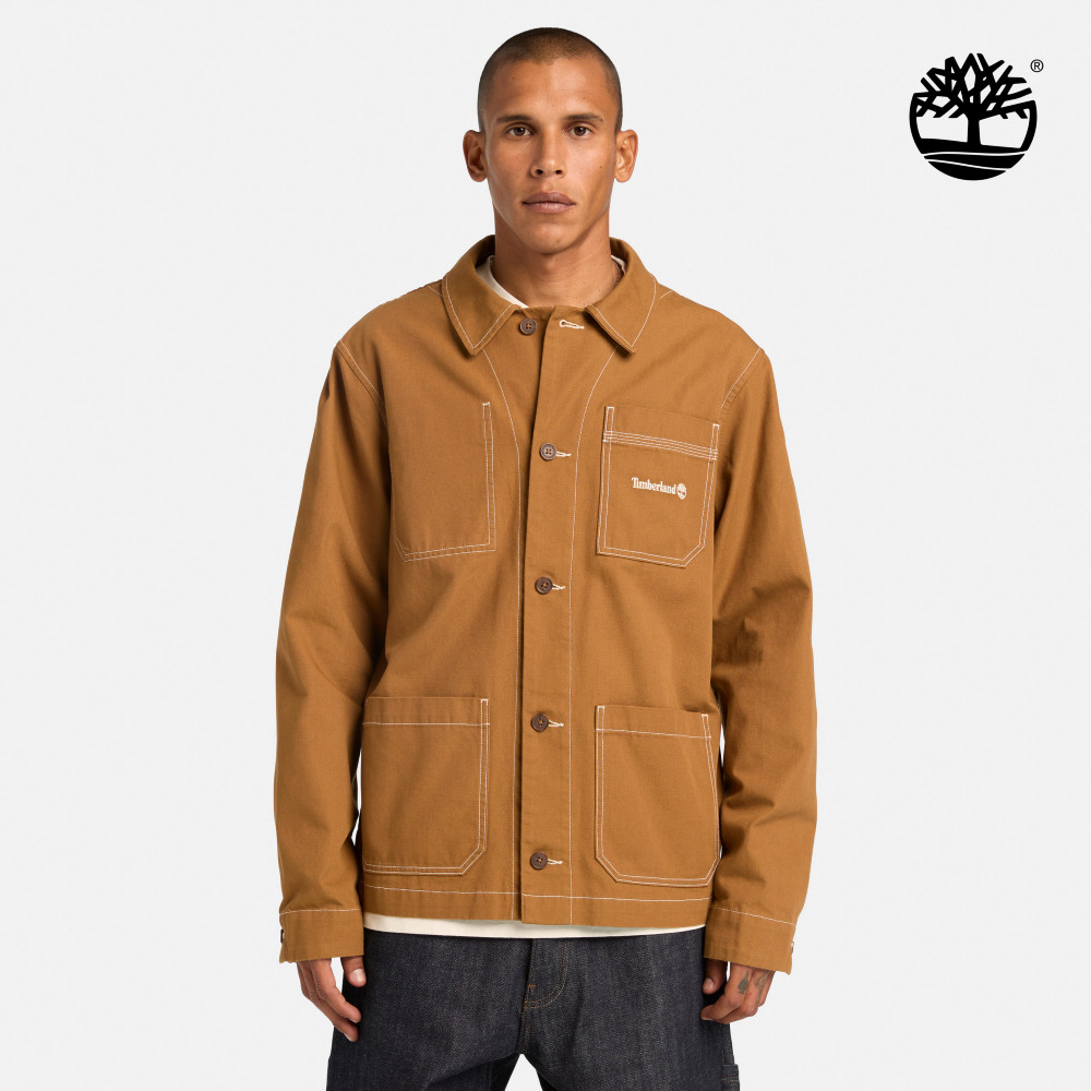 Timberland 中性深小麥色工裝帆布外套|0YH32EH2
