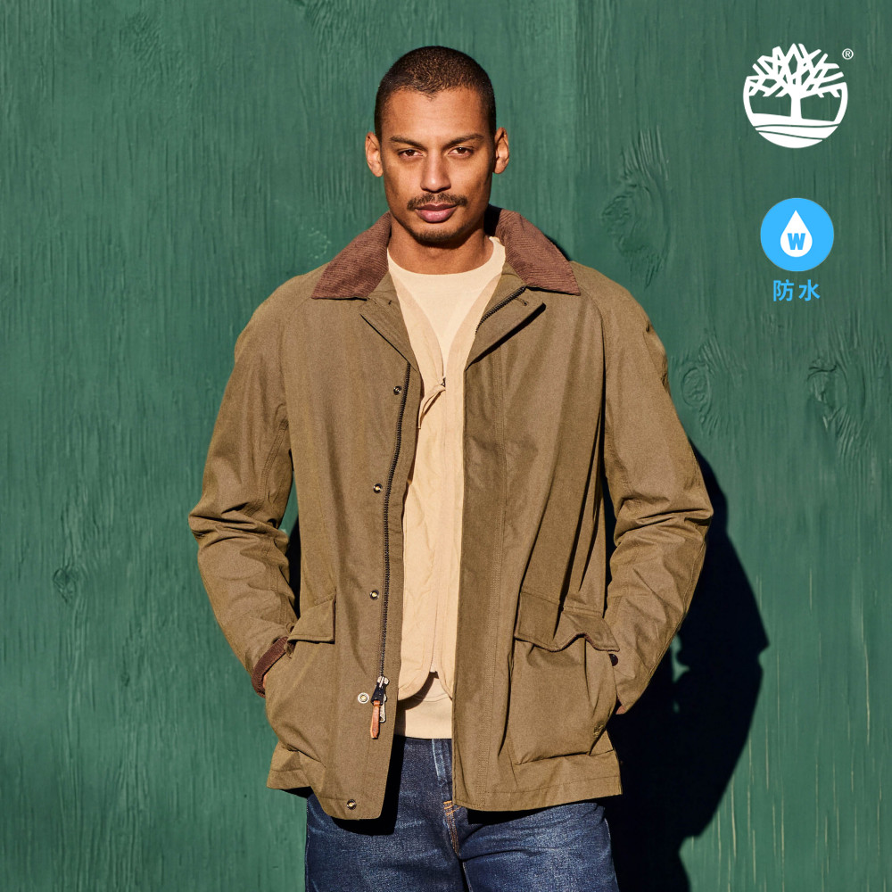 Timberland 男款軍綠色防水巴恩外套|A6N4KA58
