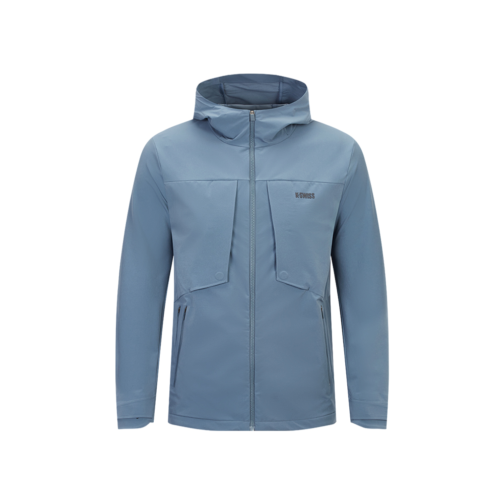 K-SWISS 連帽梭織外套 JACKETKC7512MFWJ36 休閒 男外套 淺灰藍色 1011477-458