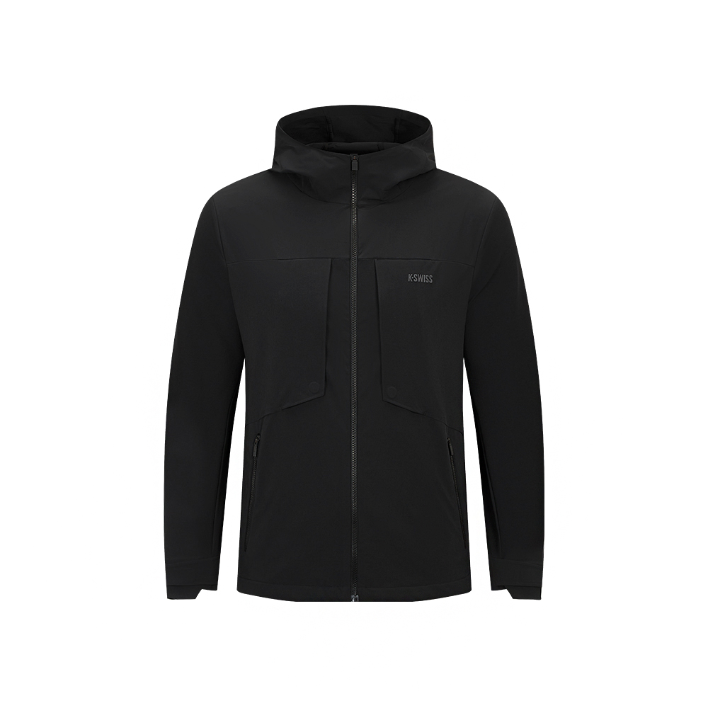 K-SWISS 連帽梭織外套 JACKETKC7512MFWJ36 休閒 男外套 正黑色 1011477-008
