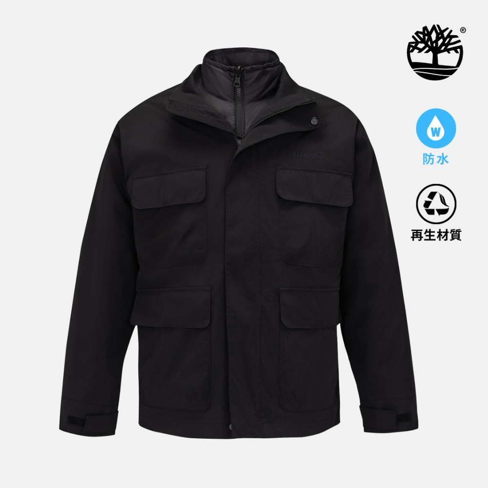 Timberland 男款黑色三合一防水羽絨野戰外套|A28MZ001