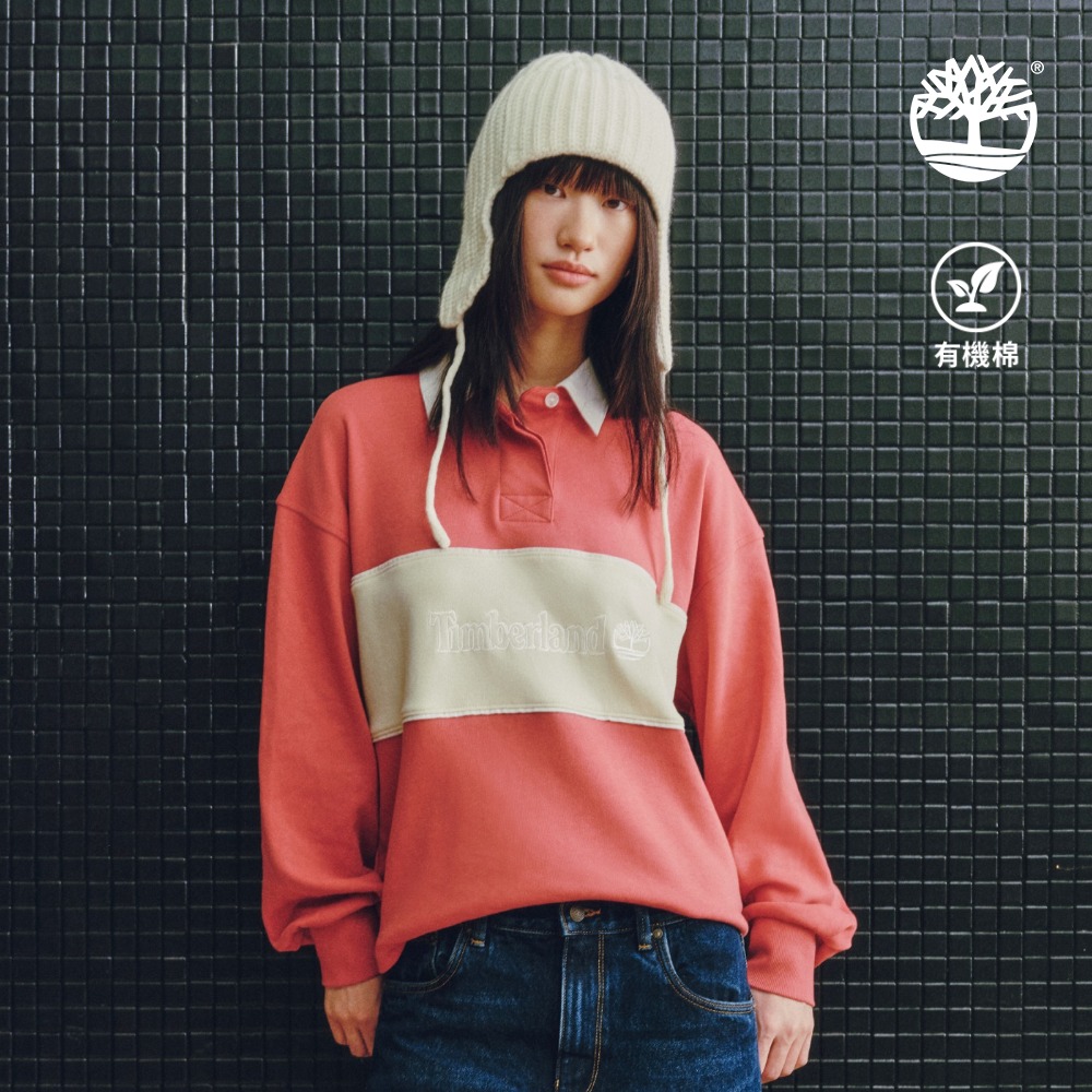 Timberland 女款淺紅色寬版橄欖球Polo衫|A43RQ872