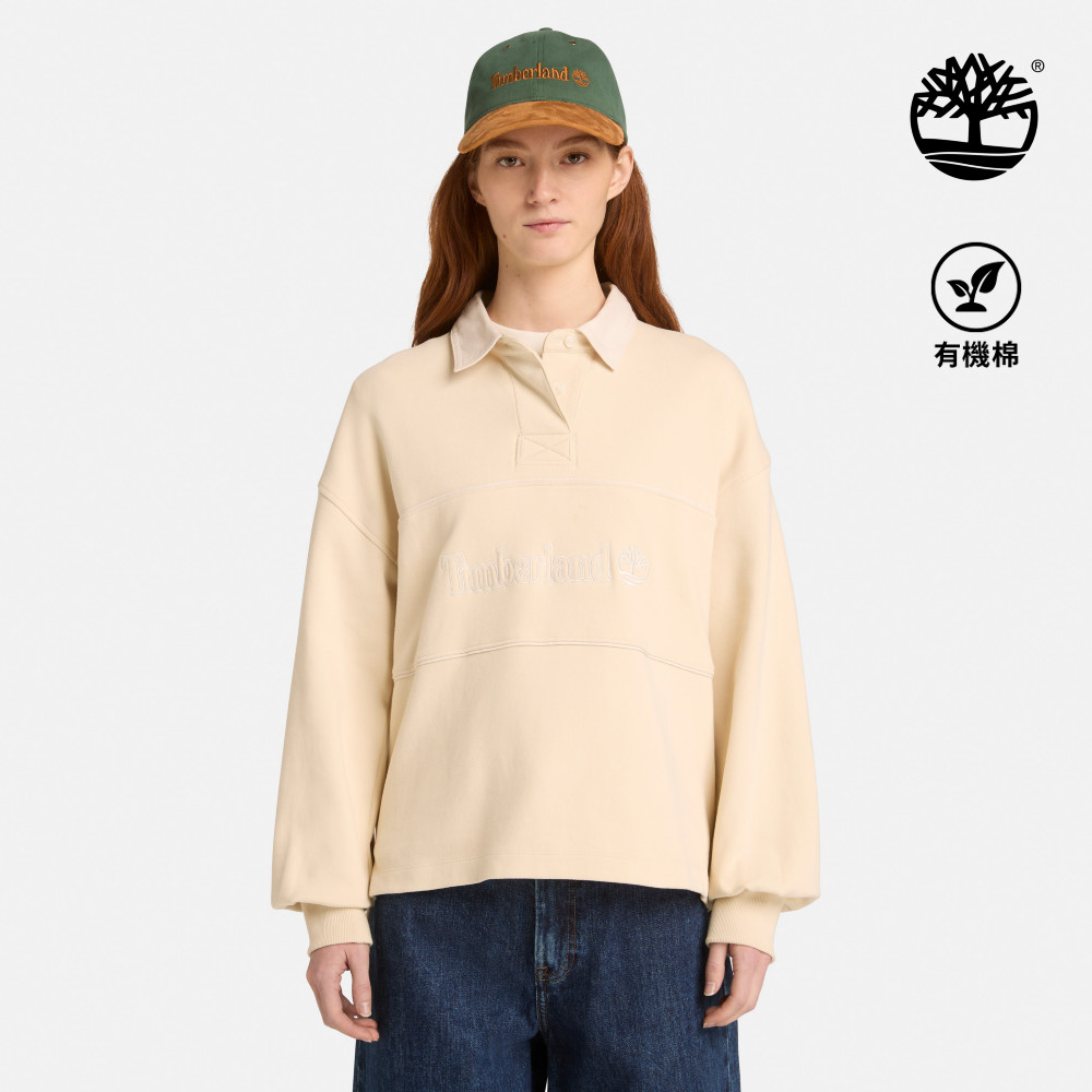 Timberland 女款淺卡其色寬版橄欖球Polo衫|A43RQ260