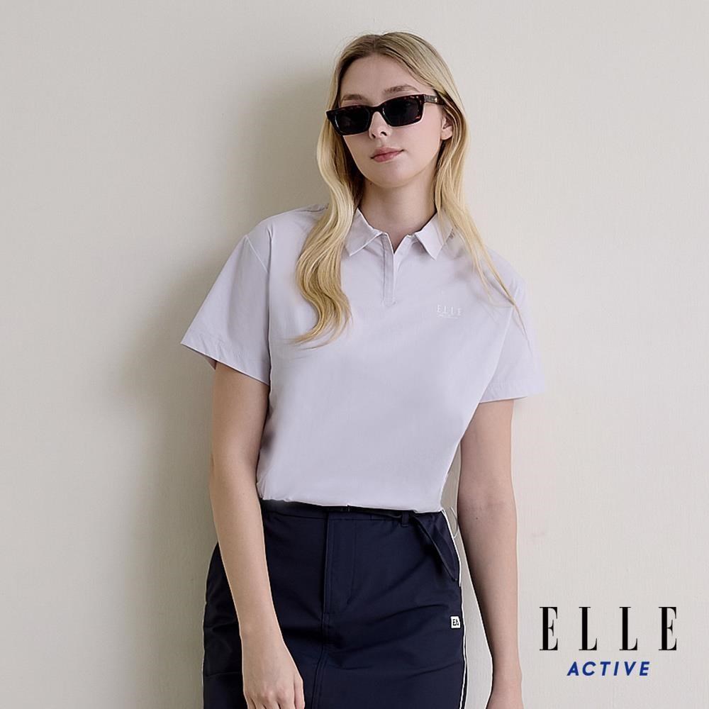 ELLE ACTIVE 女裝 寬鬆短袖POLO上衣-淺紫 (EA26S1W1106-21)
