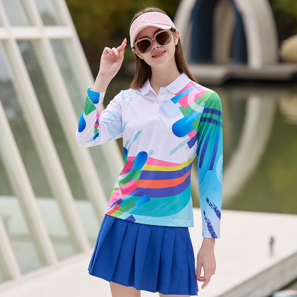LEIDOOE 炫彩細針雙面排汗女長POLO衫(55219)