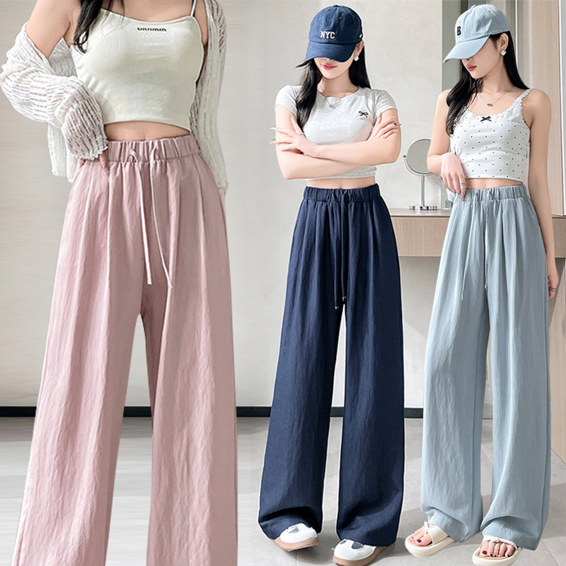 仿丹寧牛仔涼感闊腿褲 5色(S-XL可選) 休閒長褲 拖地褲 防蚊褲 棉麻闊腿褲 女長褲