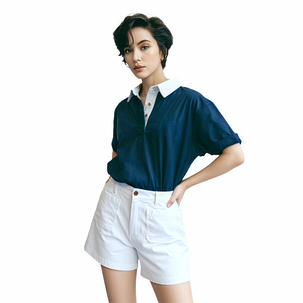 Tommy Hilfiger 熱銷刺繡Logo口袋休閒短褲(女)-白色