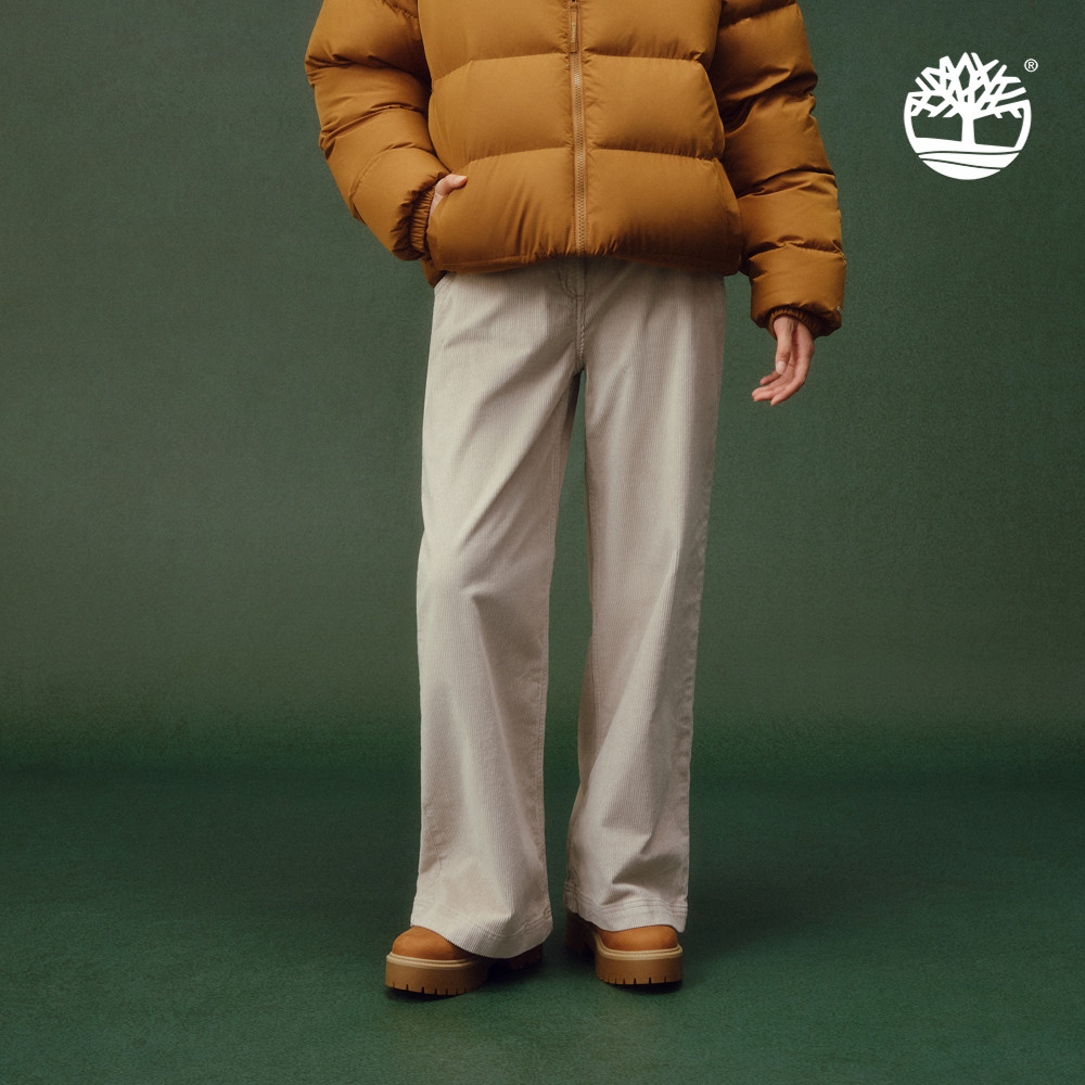 Timberland 女款米色燈芯絨寬褲|A41DBEYK