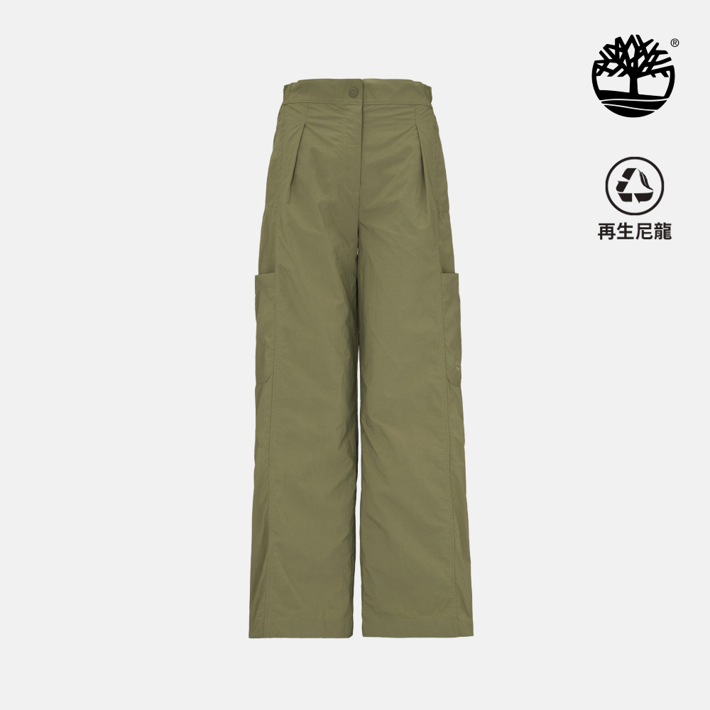 Timberland 女款灰綠色寬版機能長褲｜A42JF590