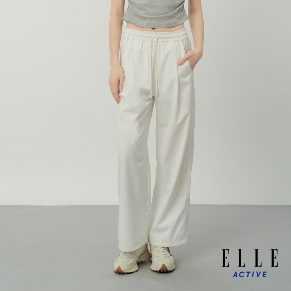 ELLE ACTIVE 女款 顯瘦高腰寬鬆長褲-珍珠白 (EA26S2W3401-91)