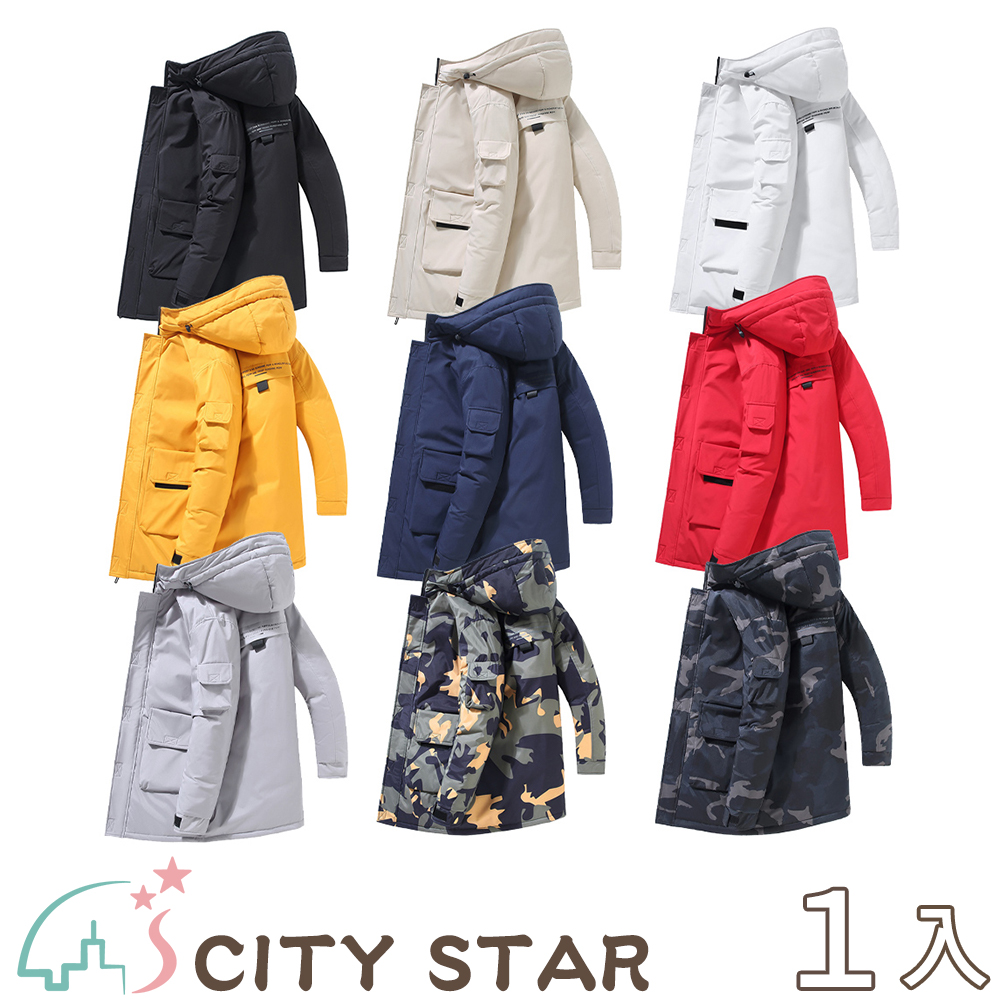 CITY STAR 凜風飛雪加厚休閒工裝羽絨外套