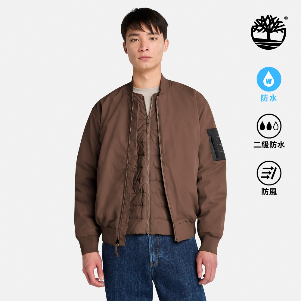 Timberland 男款深棕色羽絨三合一防水飛行外套|A6927243