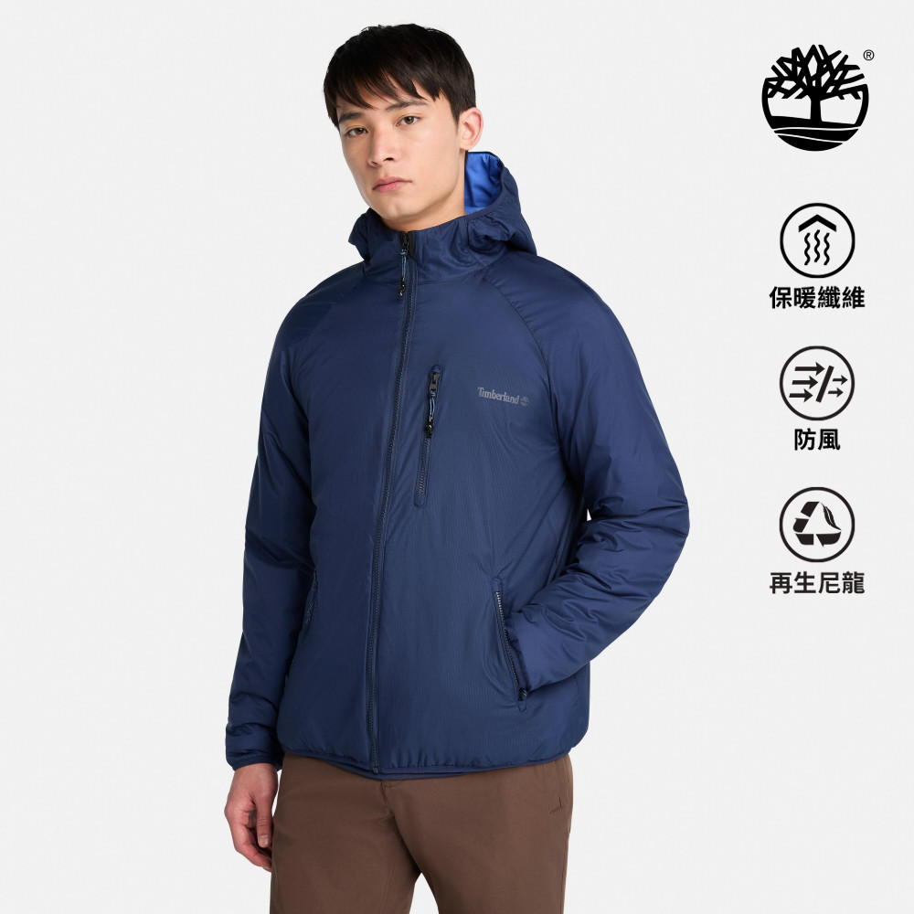 Timberland 男款深藍色防潑水羽絨保暖外套|A6A57451