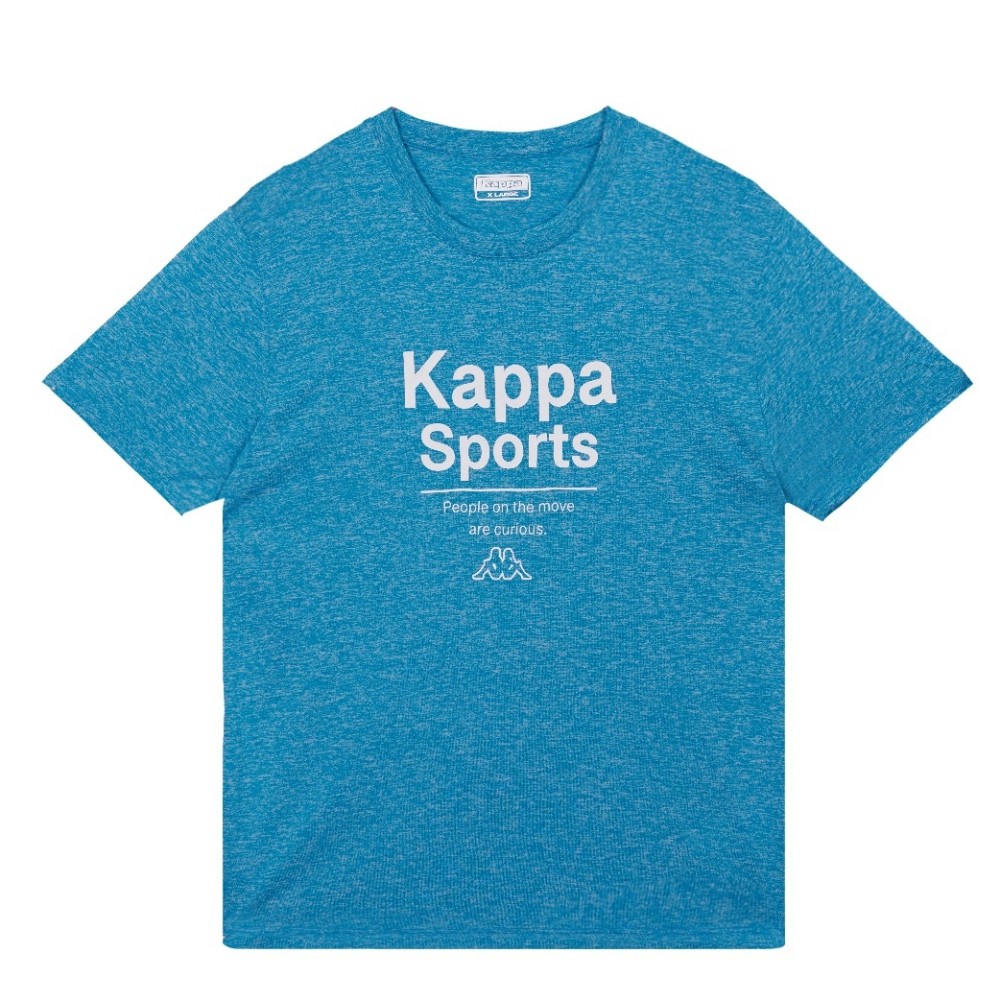 Kappa 義大利時尚吸濕排汗 短袖圓領衫珊瑚藍麻花 38273MW474