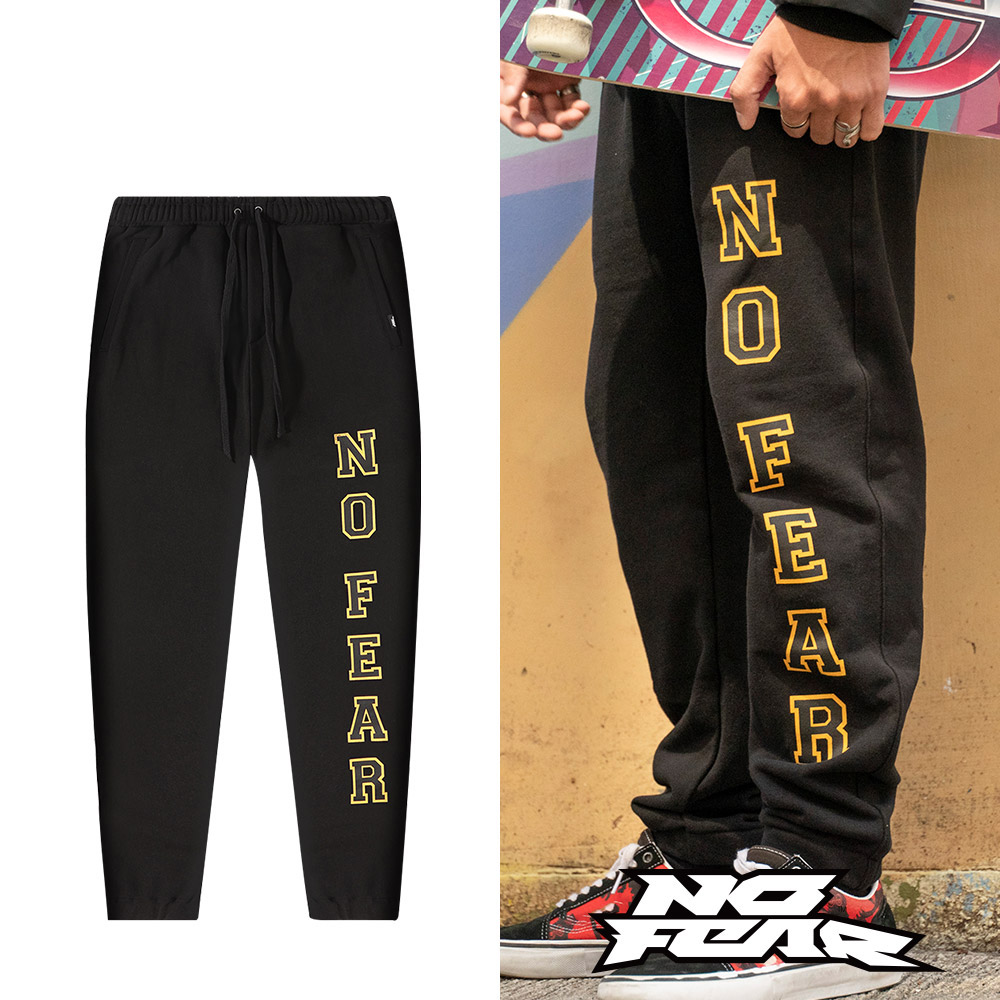 NO FEAR FEARLESS系列-經典LOGO抽繩純棉運動褲-炭灰 NF031FW22