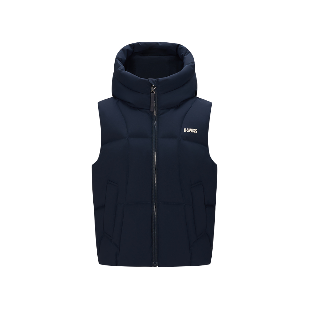 K-SWISS 羽絨背心 W DOWN VEST 拉鍊 口袋 女款 深藍色 1912150-014