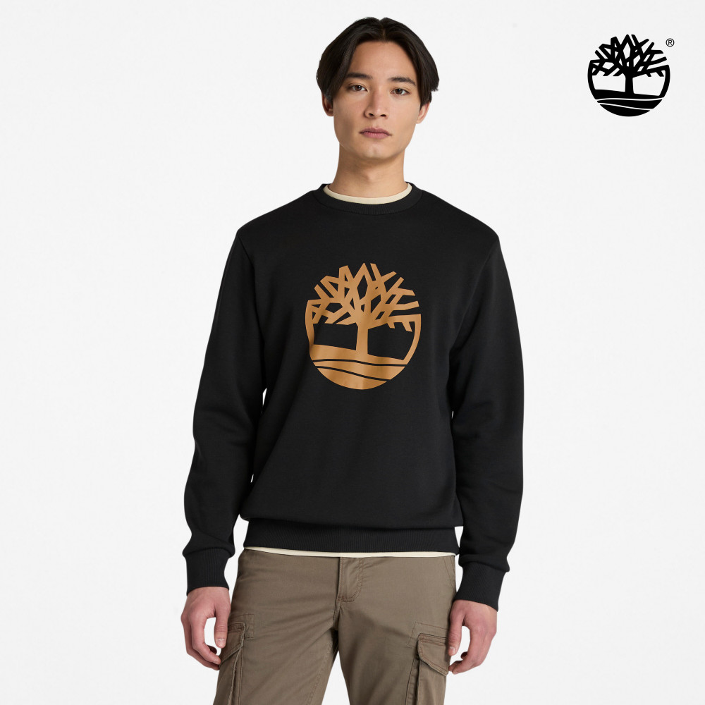 Timberland 男款黑色大LOGO圓領長袖上衣｜A6K47001