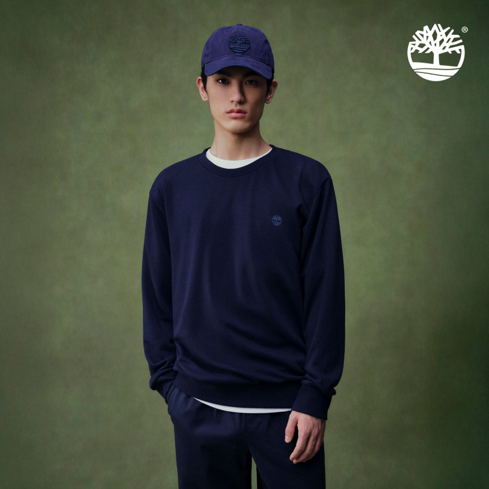 Timberland 男款深寶石藍圓領長袖上衣|A6JNUZ02