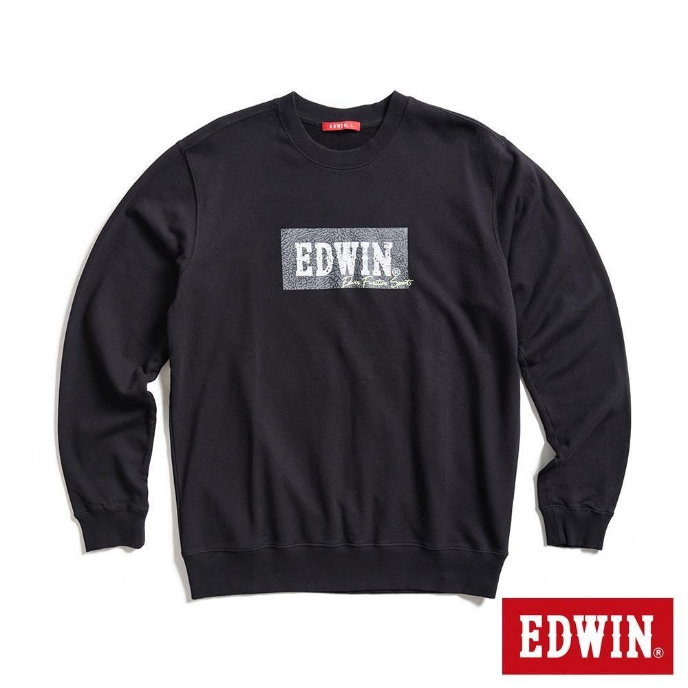 EDWIN 男裝 爆裂紋2代LOGO厚長袖T恤 (黑色)
