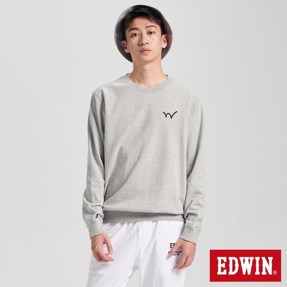 EDWIN 男裝 經典小W繡厚長袖T恤 (銀灰色)