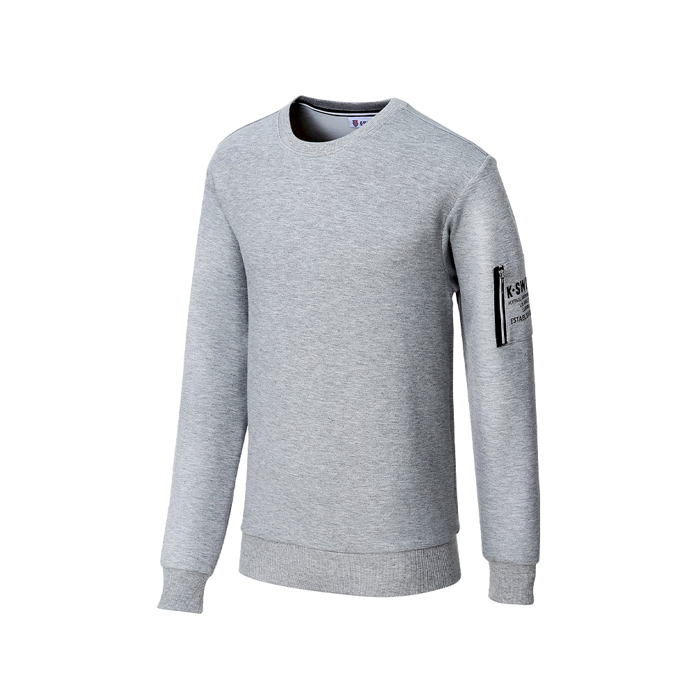 K-SWISS 運動長袖 SL POCKET SWEATSHRT 圓領 男款 灰色 107251-034