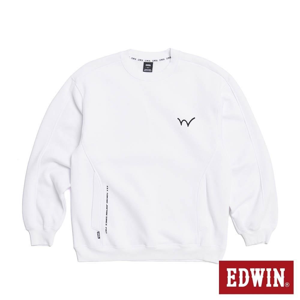 EDWIN 男裝 潮流剪接寬版長袖T恤 (白色)