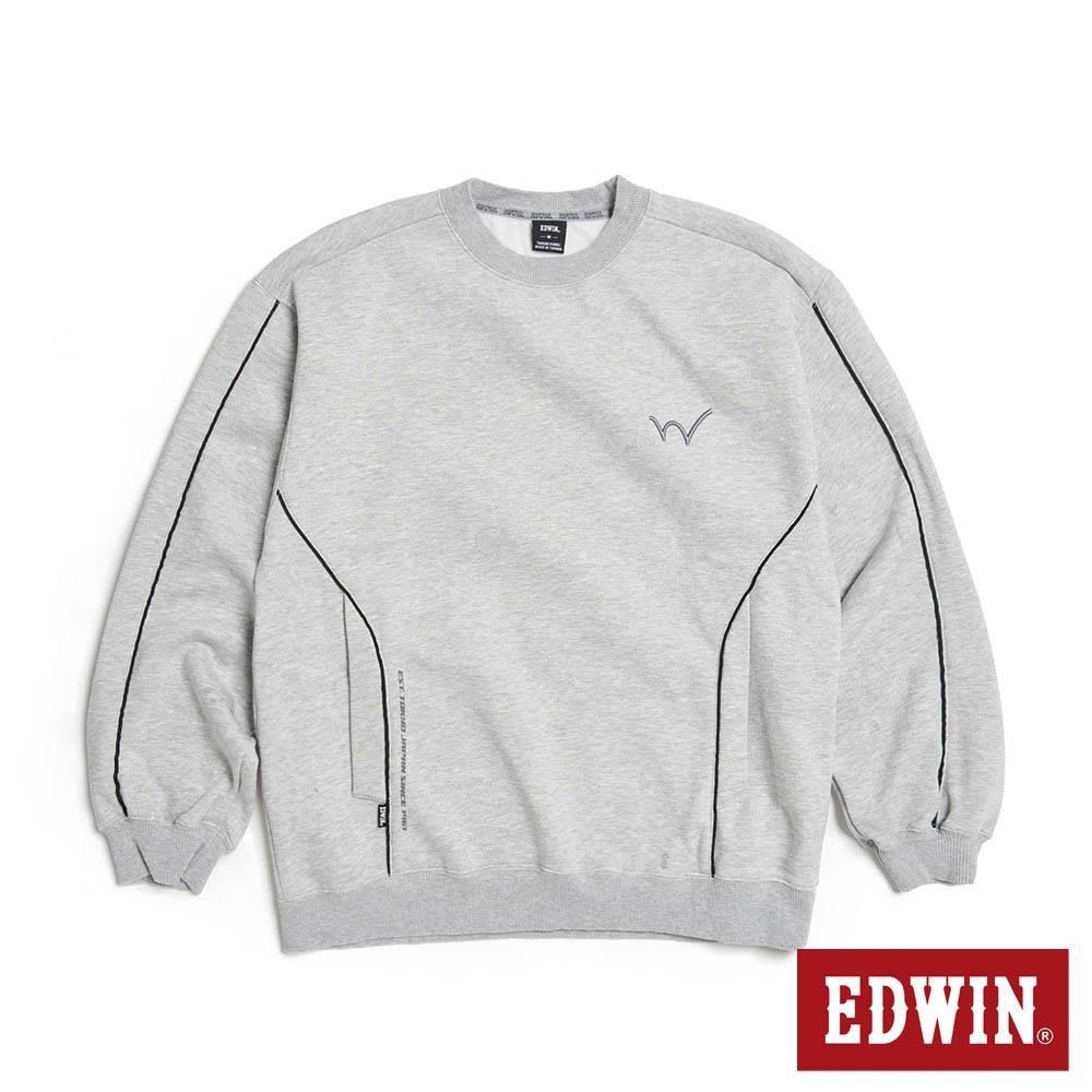 EDWIN 男裝 潮流剪接寬版長袖T恤 (銀灰色)