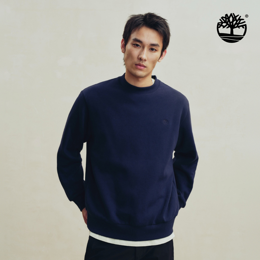 Timberland 男款深寶石藍刺繡LOGO圓領上衣|A29GA433