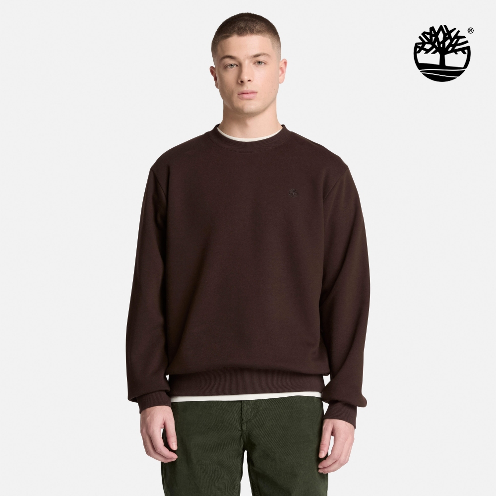 Timberland 男款深棕色刺繡LOGO圓領上衣|A29GAC35