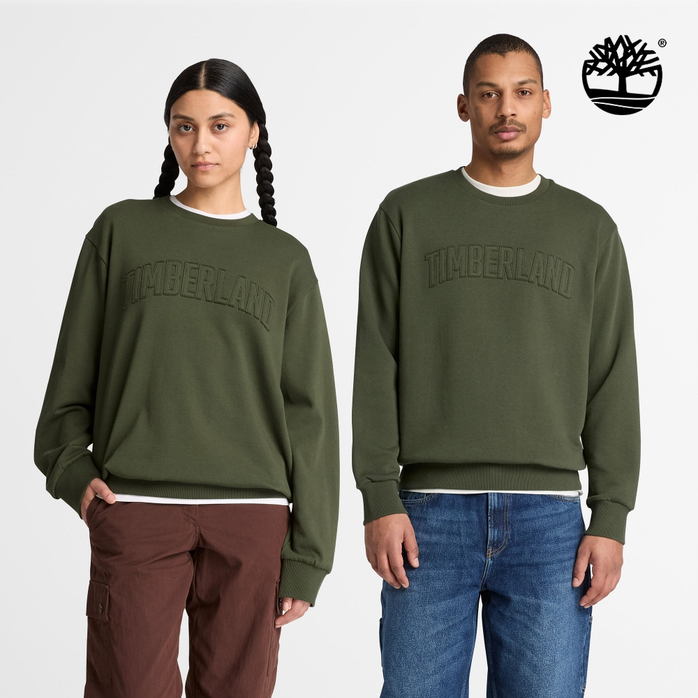 Timberland 中性綠色LOGO徽章圓領上衣｜A29TQU31