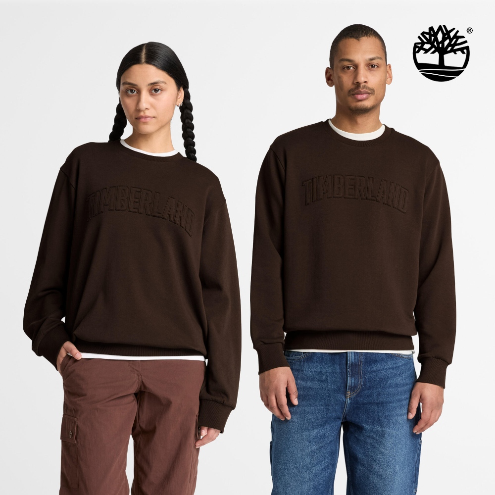 Timberland 中性深棕色LOGO徽章圓領上衣|A29TQC35