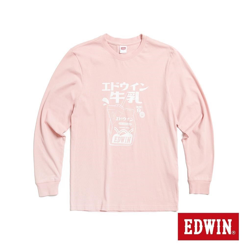 EDWIN 男女裝 營養牛乳長袖T恤 (淺粉紅)