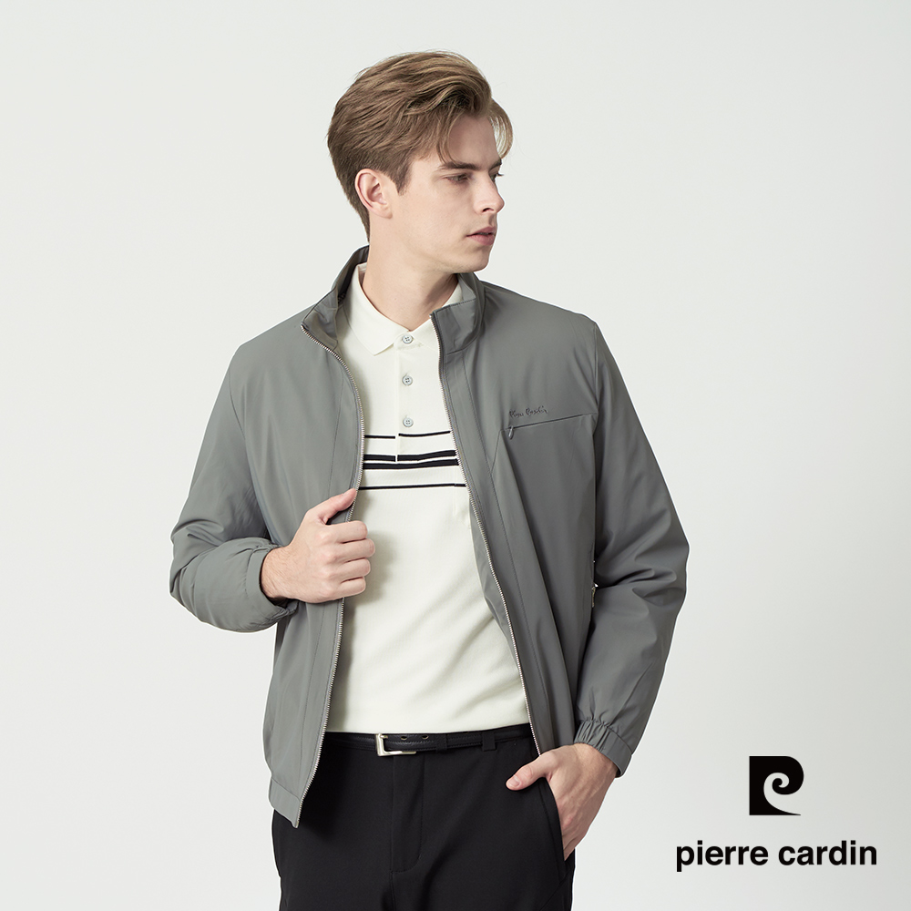 Pierre Cardin 皮爾卡登 男款 保暖鋪棉立領外套-灰綠色 (5255764-47)