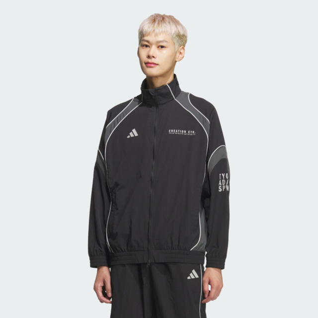 adidas 愛迪達 Adidas 愛迪達 Bl Wov Jkt KF1333 男 立領外套 休閒穿搭 運動外套 黑 灰 亞版
