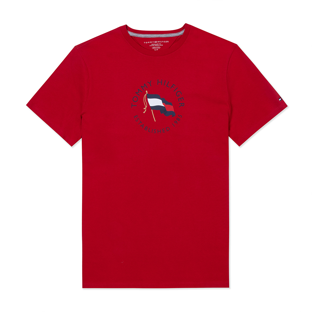 Tommy Hilfiger 熱銷印刷大Logo旗圖案短袖T恤-紅色