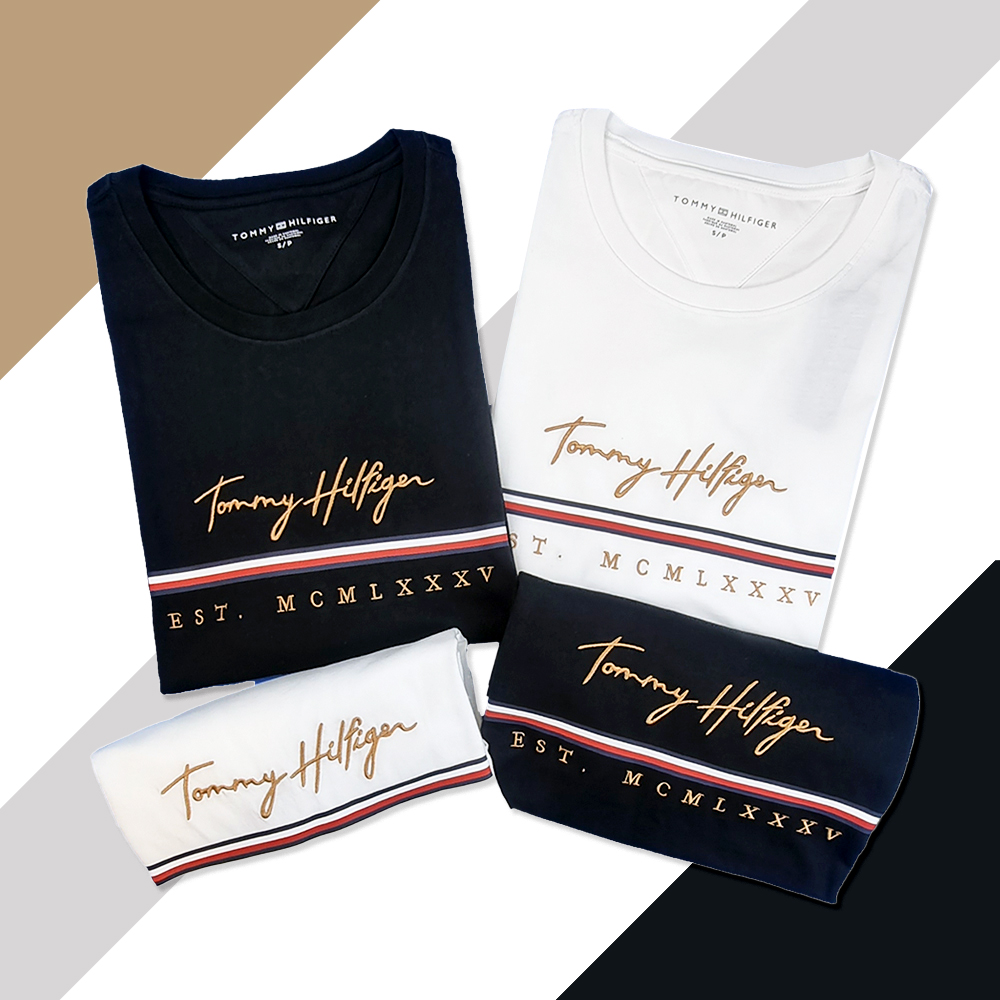 Tommy Hilfiger 湯米 短T 滿版一字刺繡 圓領短T T恤 情侶裝 經典大LOGO一字短袖