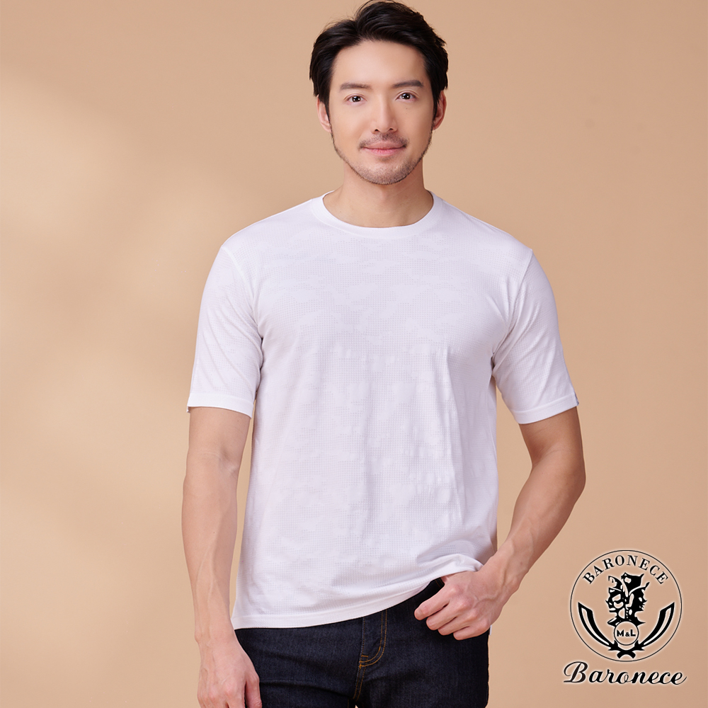 BARONECE 迷彩網狀透氣T恤_白(331510-01)