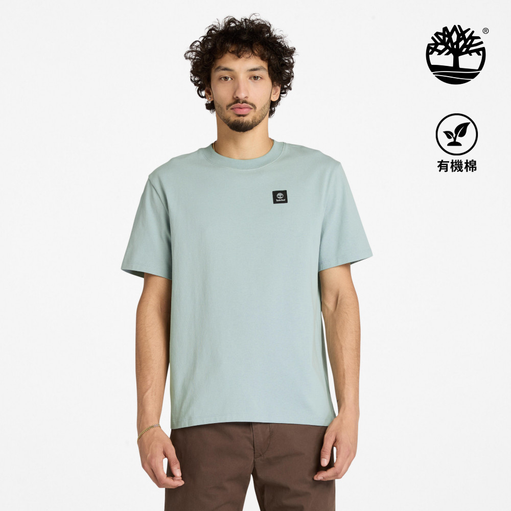 Timberland 男款藍銀色徽章LOGO短袖T恤|A42P5EYM
