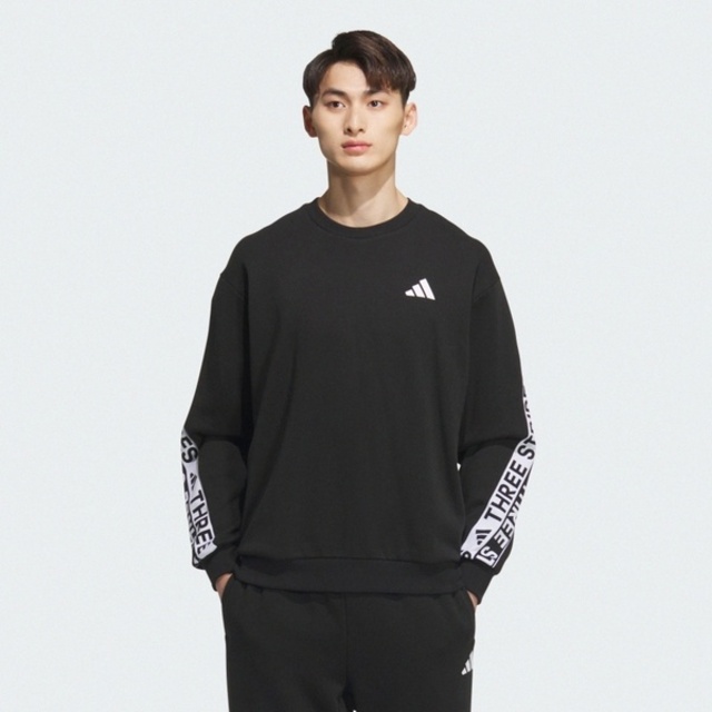 adidas 愛迪達 Adidas 愛迪達 Word Ft Crew KB3658 男 長袖上衣 休閒長袖 黑 白 亞版