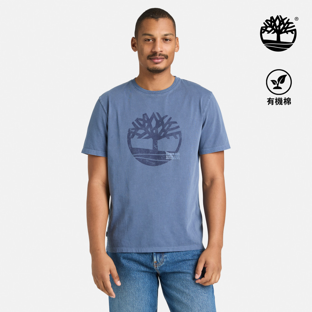 Timberland 男款藍色LOGO短袖T恤｜A42RFEYO