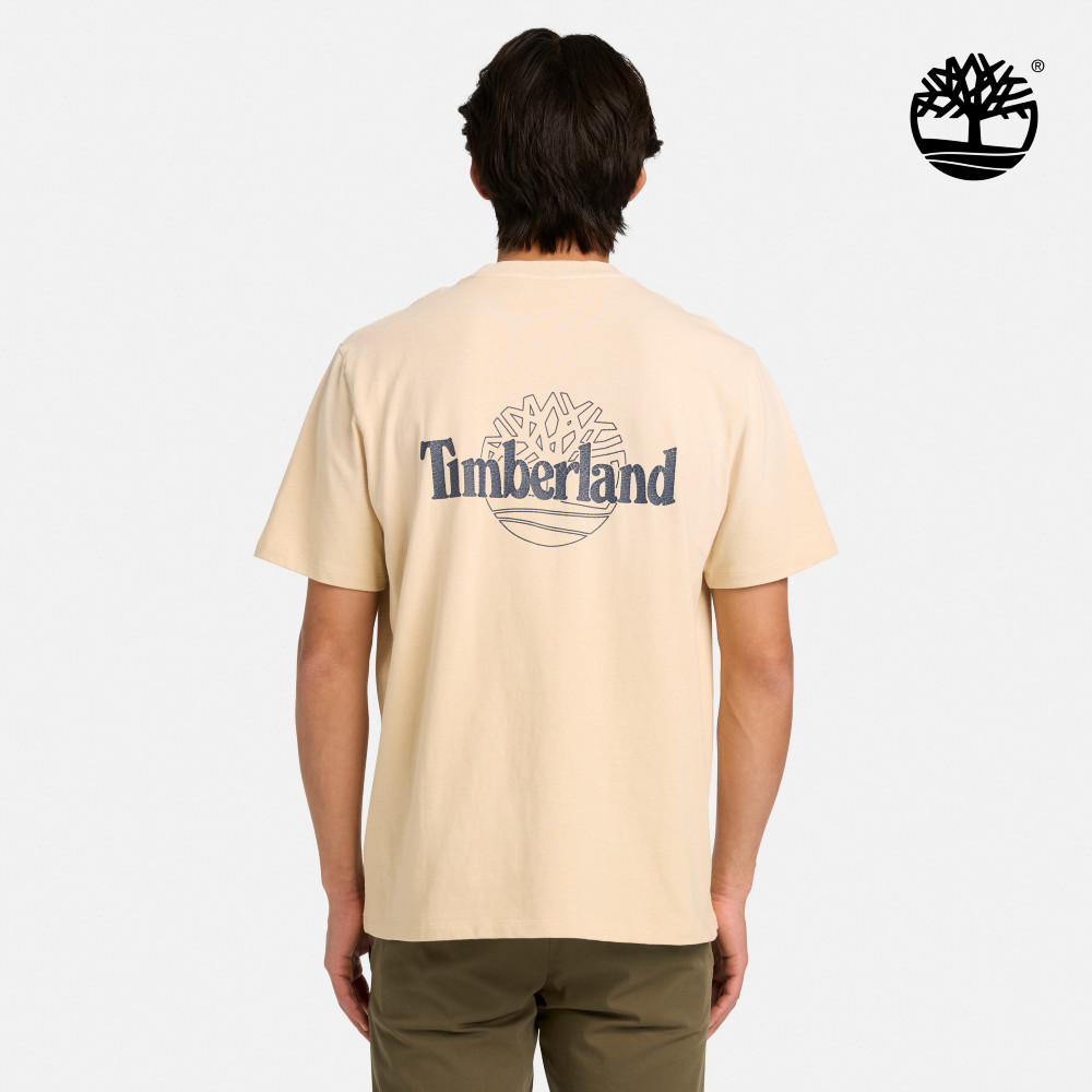 Timberland 男款淺卡其色背面LOGO圖案T恤｜A5SRU260