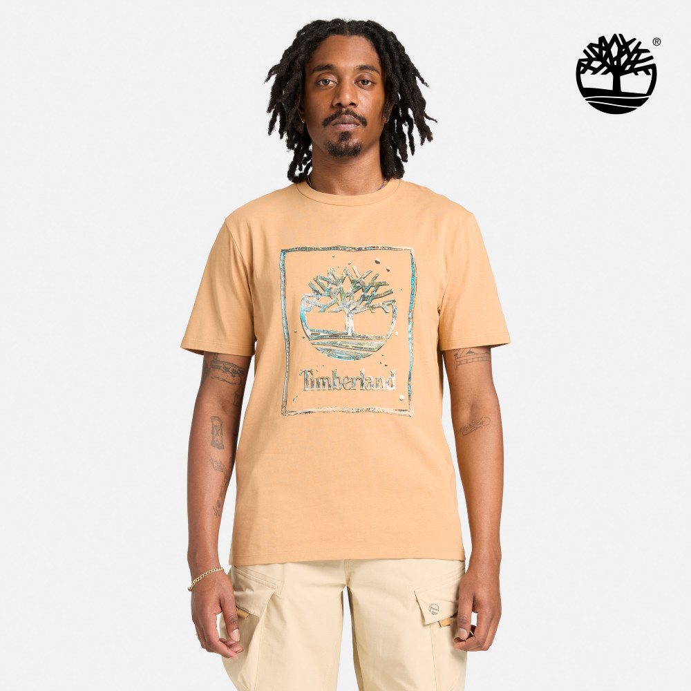 Timberland 男款淺小麥色LOGO短袖T恤｜A5SVKEH3