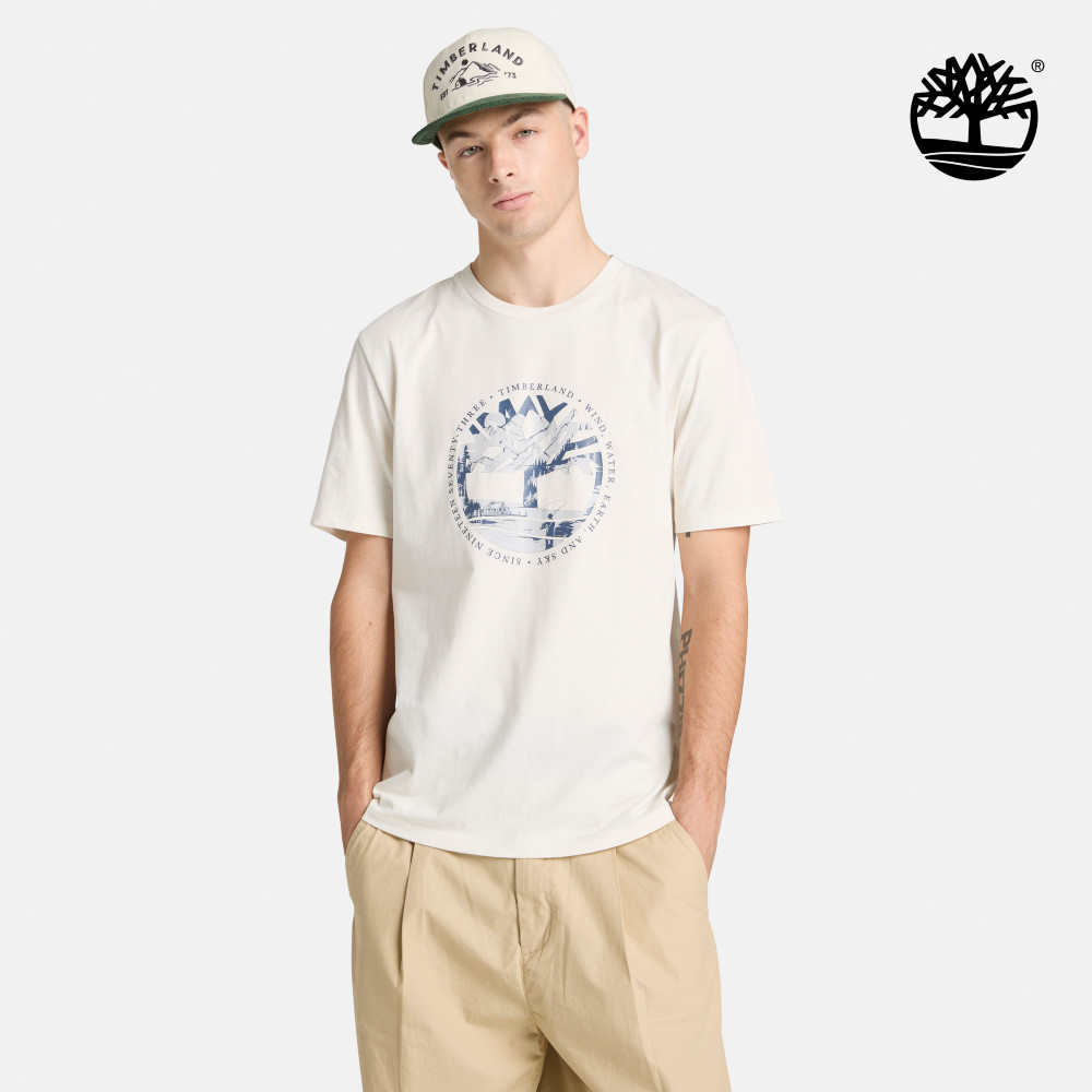 Timberland 男款白色LOGO圖案T恤｜A5SVWCM9